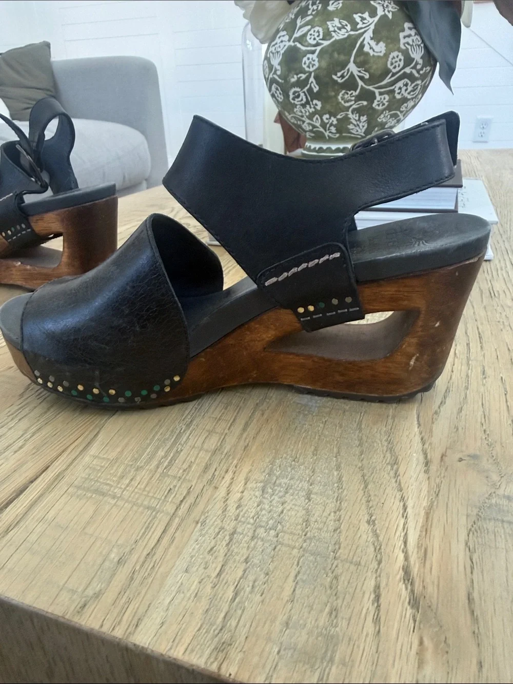 Dansko Women's Authentic Open-Toe Wooden Wedge Sandals size 38